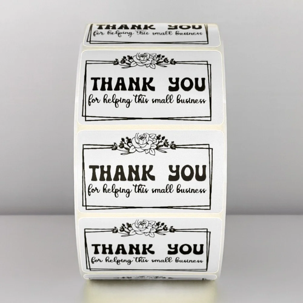 Thank You Small Business Stickers | Mint Green Floral Packaging Labels
